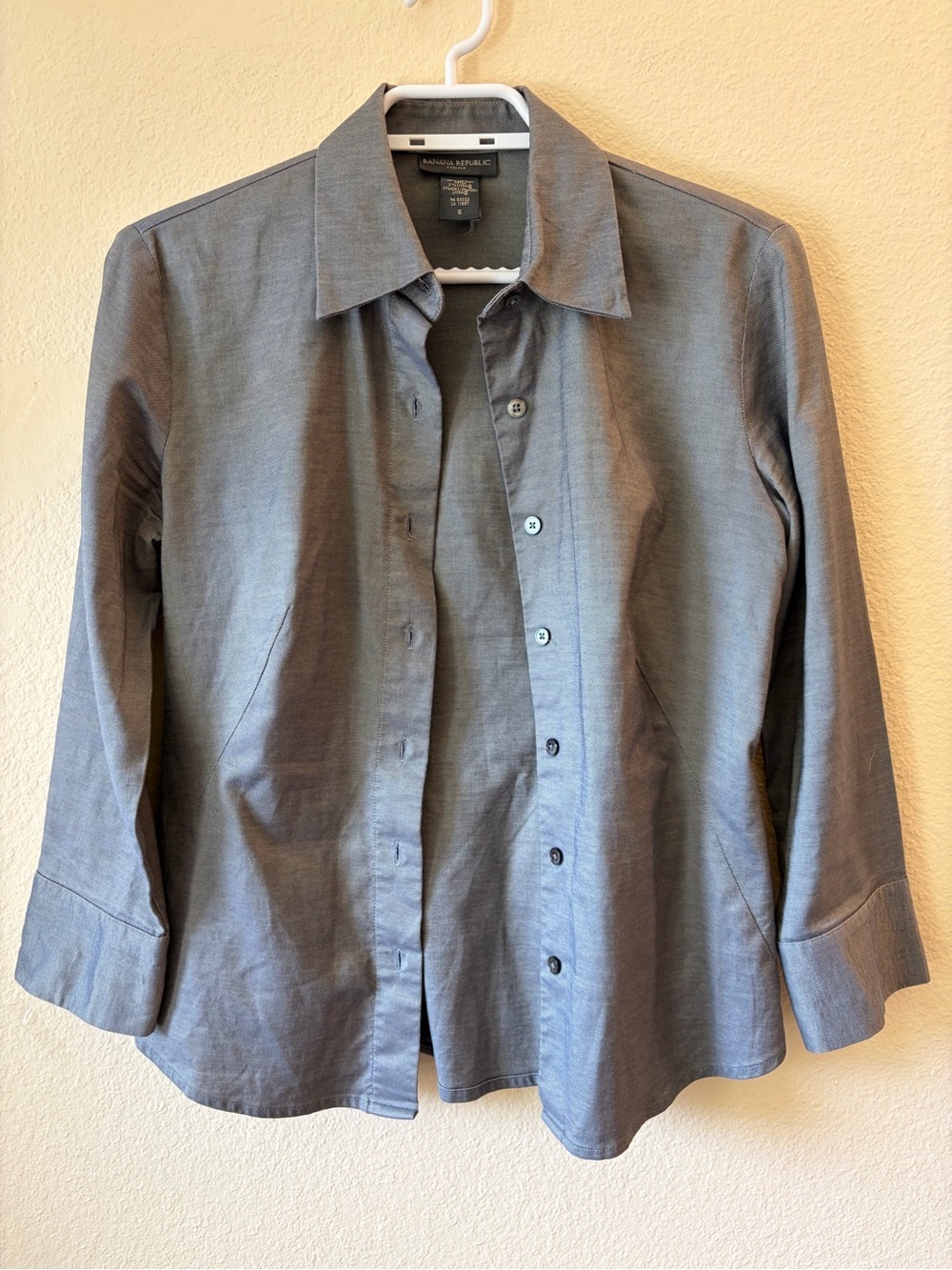 Banana Republic Gray Cotton Button Down Shirt Women’s Long Sleeve Career Office - Picture 4 of 7